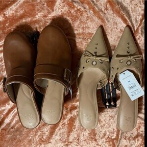 💜Bundle 2Pairs Time&Tru Women's Memory Foam Heel clogs &Kitten Mules Size:10